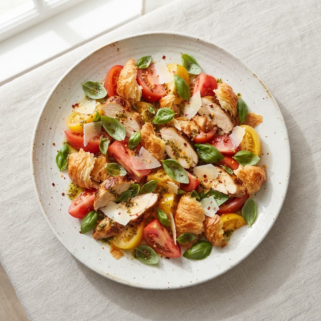 Tomato & Chicken Salad With Croissant Croutons